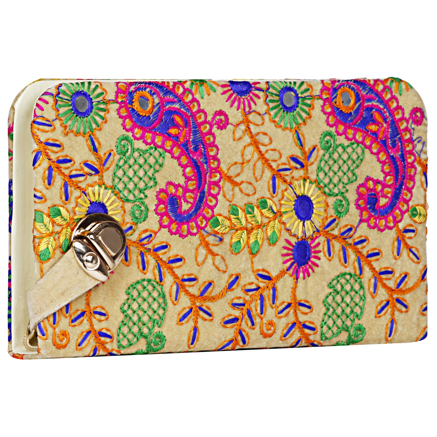 aadhunik libaas women's multicolor embroidery clutch