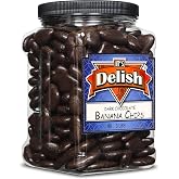 Dark Chocolate Covered Banana Chips by Its Delish, 3 Lbs Jumbo Container | Gourmet Dark Chocolate Banana Chips, Healthy Snacks Chocolate Fruit, USA Made, Vegan, Kosher