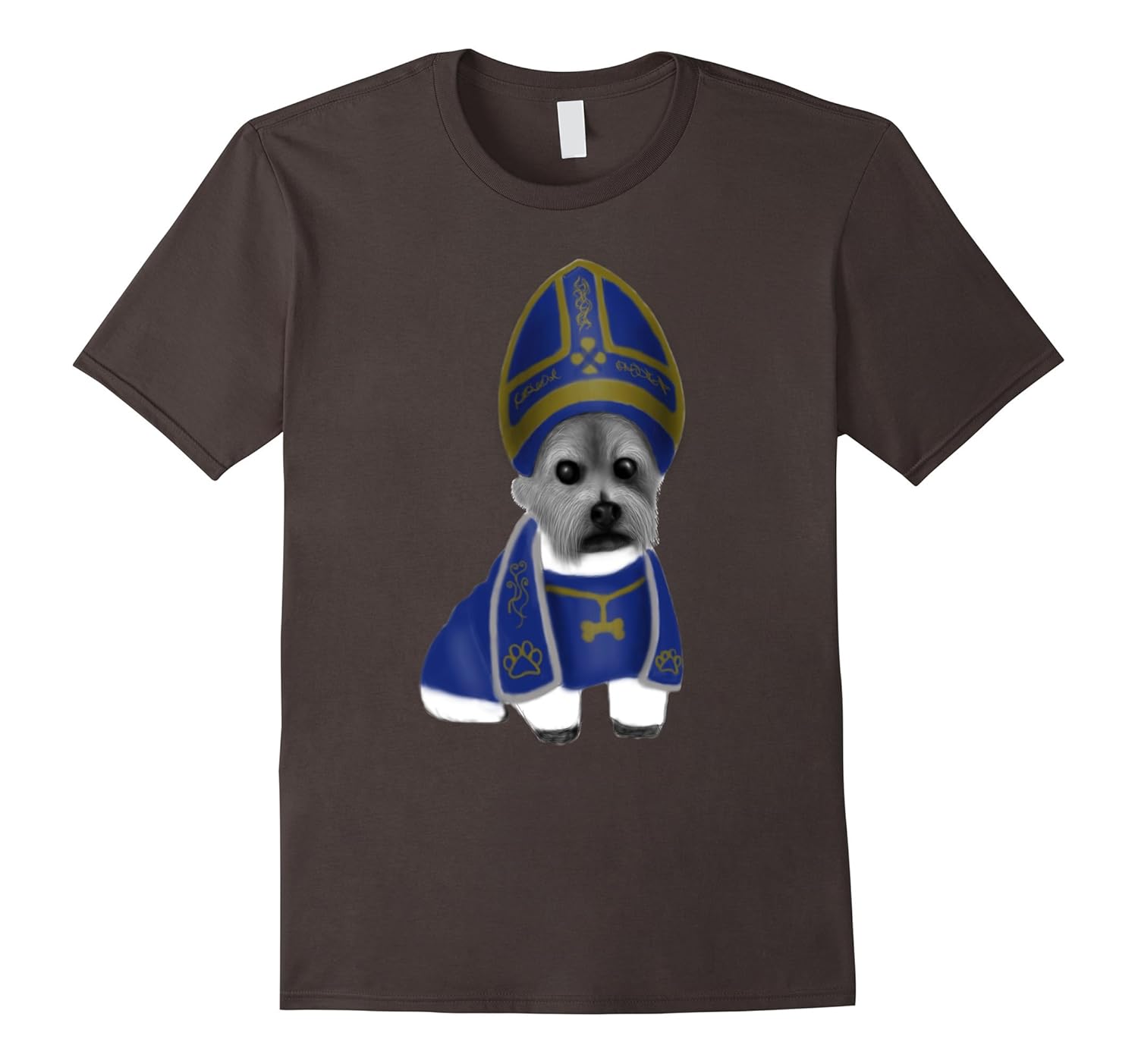 Funny Holy Dog With Pope Costume Art Gift T-Shirt-ANZ