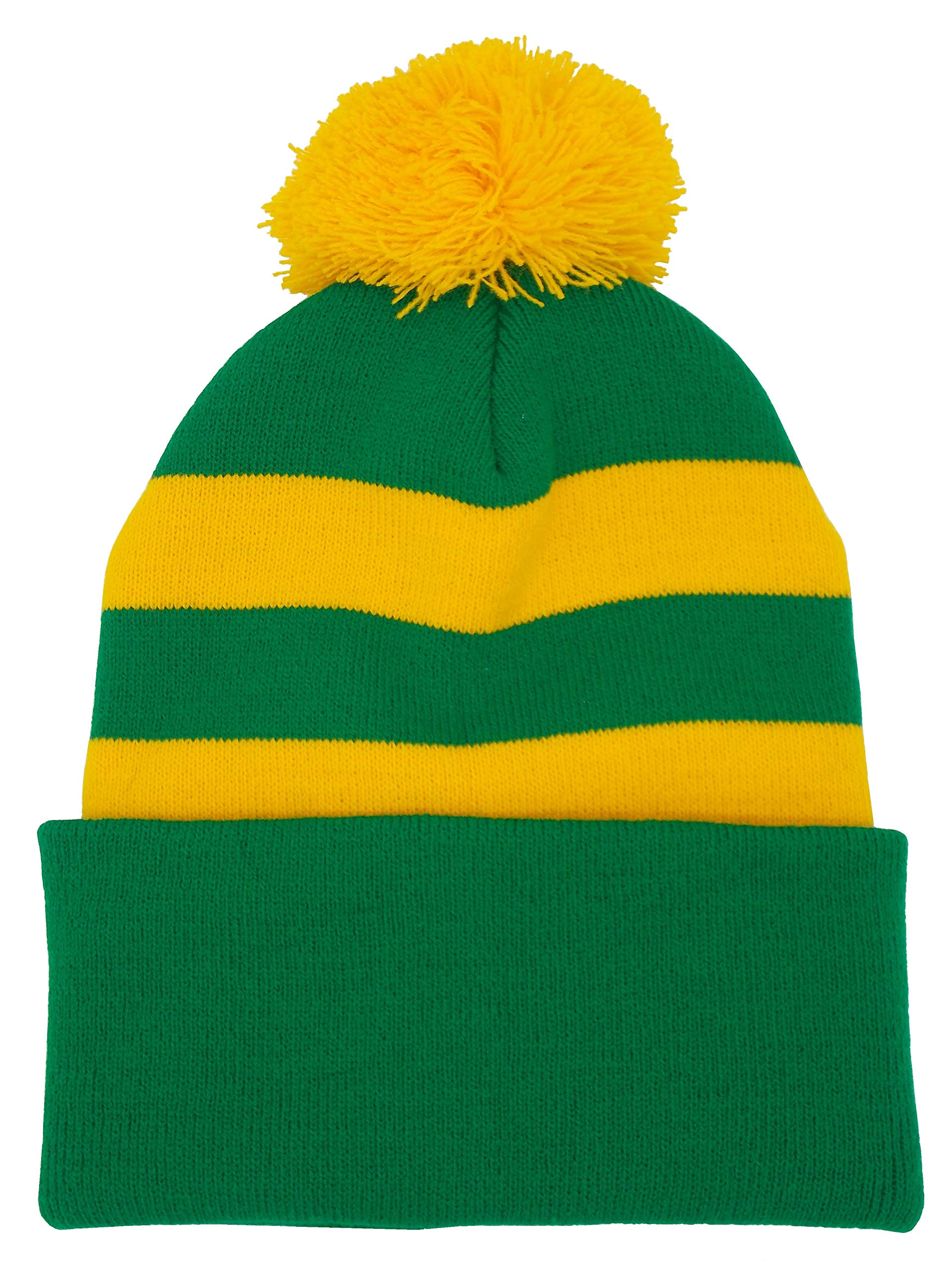 Man United Supporters Newton Heath Style Green and Gold Traditional Bobble Hat