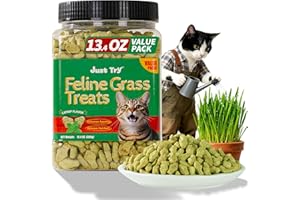 Just Try 13.4 OZ Cat Treats for Indoor Cats Hairball Control Natural Salmon Healthy Cat Grass Treats Kitten Snacks Training Biscuits Catnip for Cats Dental Care