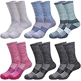 Looknniy 6/20 Pairs Crew Moisture Wicking Socks for Women Athletic Thick Cushioned Socks for Running Hiking Walking