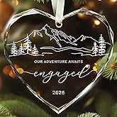 HUNIGIFT Engagement Gifts for Couples - Engagement Gift for Women, Her, Bride to Be, Couple - Newly Engaged Gifts for Her - Just Engaged Gift for Her, Friends - Glass Christmas Hanging Ornament 2025