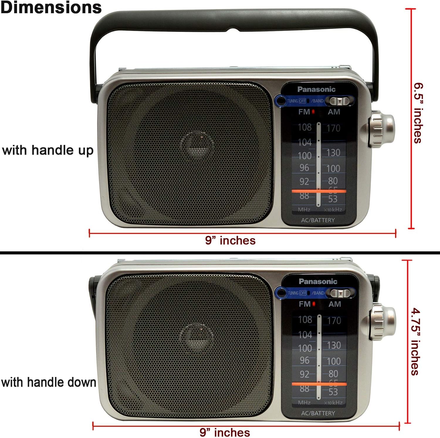 Panasonic Portable AM/FM Radio with Great Reception, Led Tuning Indicator, Compact Size + 4 AA Batteries + HeroFiber Ultra Gentle Cleaning Cloth : Camera & Photo