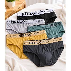 5 Pack Men's Cotton Breathable Briefs Underwear,Underwear Pack Full Rise,Multipacks Men's Pack Cotton Briefs