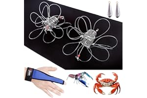 George Garden 2PCS Crab Snares with Cylindrical Steel Wire mesh with 10 Loops Rectangular Bait Traps with Weighted Block for Dungeness, Rock, Blue Crab/Crab Traps Kit Crabbing Accessories