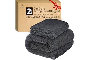 R RUCKERCO Microfiber Towels For Cars 2-Pack Car Drying Towel 1300 Gsm Ultra-Large Soft Microfiber 35" x 27.5" & 19.7" x 11.8" Towels Are Great For Car And Home Cleanups No Streaks, Scratches Or Water Spots