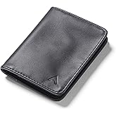 Allett Hybrid Card Wallet, Onyx Black | Leather, RFID Blocking, Vertical Layout | Minimalist, Bifold, Card Holder, Water Resistant, Thin, Front Pocket | Holds 3-10+ Cards, Cash