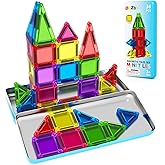 Magnetic Tiles Mini Travel Toddler Set, Magnetic Blocks Building Kids Toys & Games, Montessori Preschool Classroom Must Haves Educational Learning Sensory Toys for 3+ Year Old Boys Girls Birthday Gift
