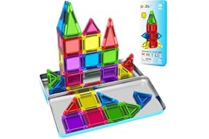 ORZBB Magnetic Tiles Mini Travel Toddler Set, Magnetic Blocks Building Kids Toys & Games, Montessori Preschool Classroom Must Haves Educational Learning Sensory Toys for 3+ Year Old Boys Girls Birthday Gift