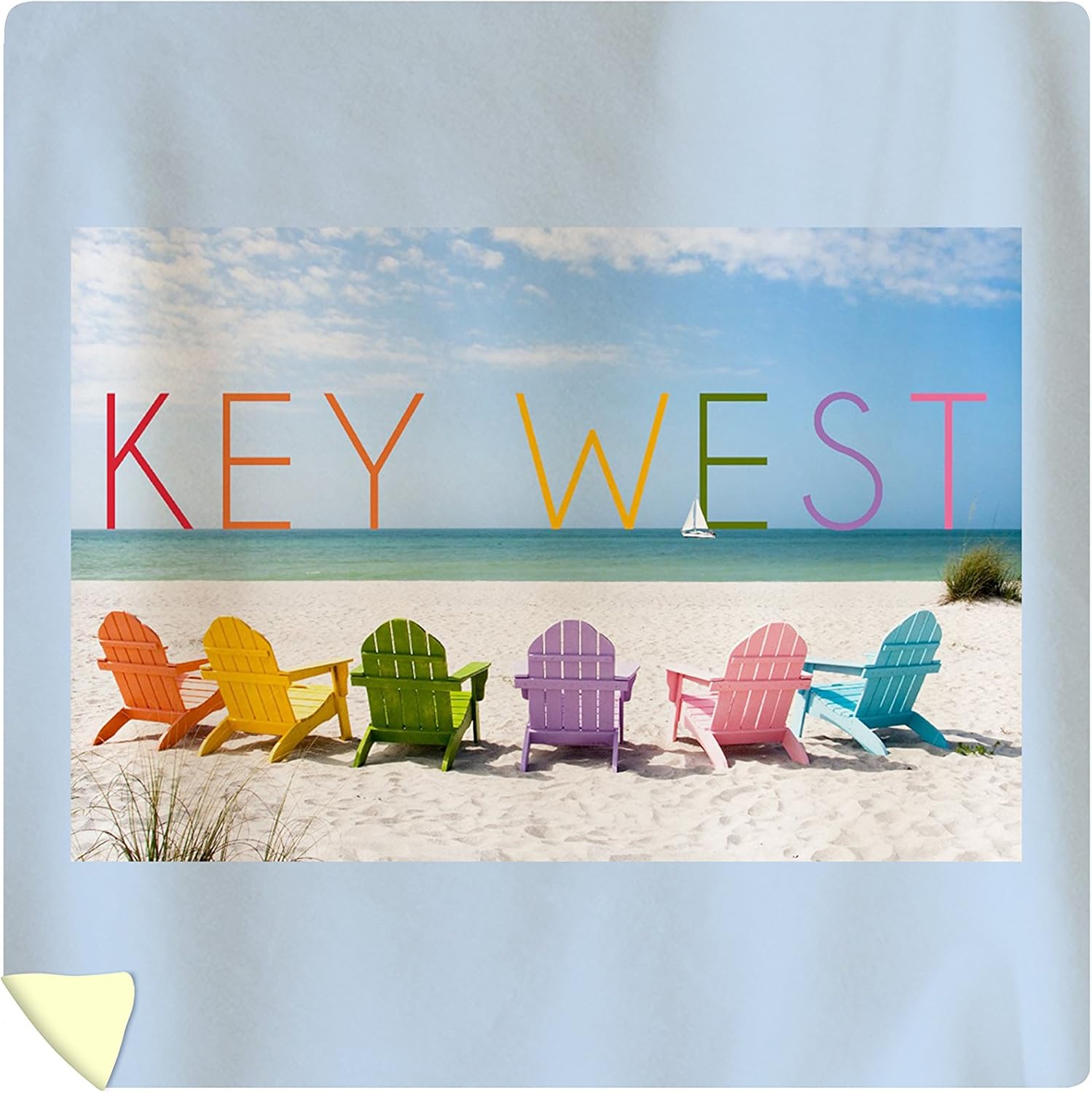 Lantern Press Key West, Florida - Colorful Beach Chairs 56384 (88x88 Queen Microfiber Duvet Cover)