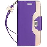 FYY Leather Case with Mirror for iPhone 6S Plus/iPhone 6 Plus, Leather Wallet Flip Folio Case with Mirror and Wrist Strap for