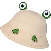 QFE Funny Frog Hats Bucket Hat for Women Men Beach Sun UV Protection Adjustable Summer Packable Cotton Gifts Silly Decor