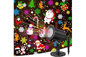ATTMU Christmas Projector Lights Outdoor, LED Christmas Light Waterproof Holiday Projector Outdoor for Christmas Decorations Patio Garden Xmas Party
