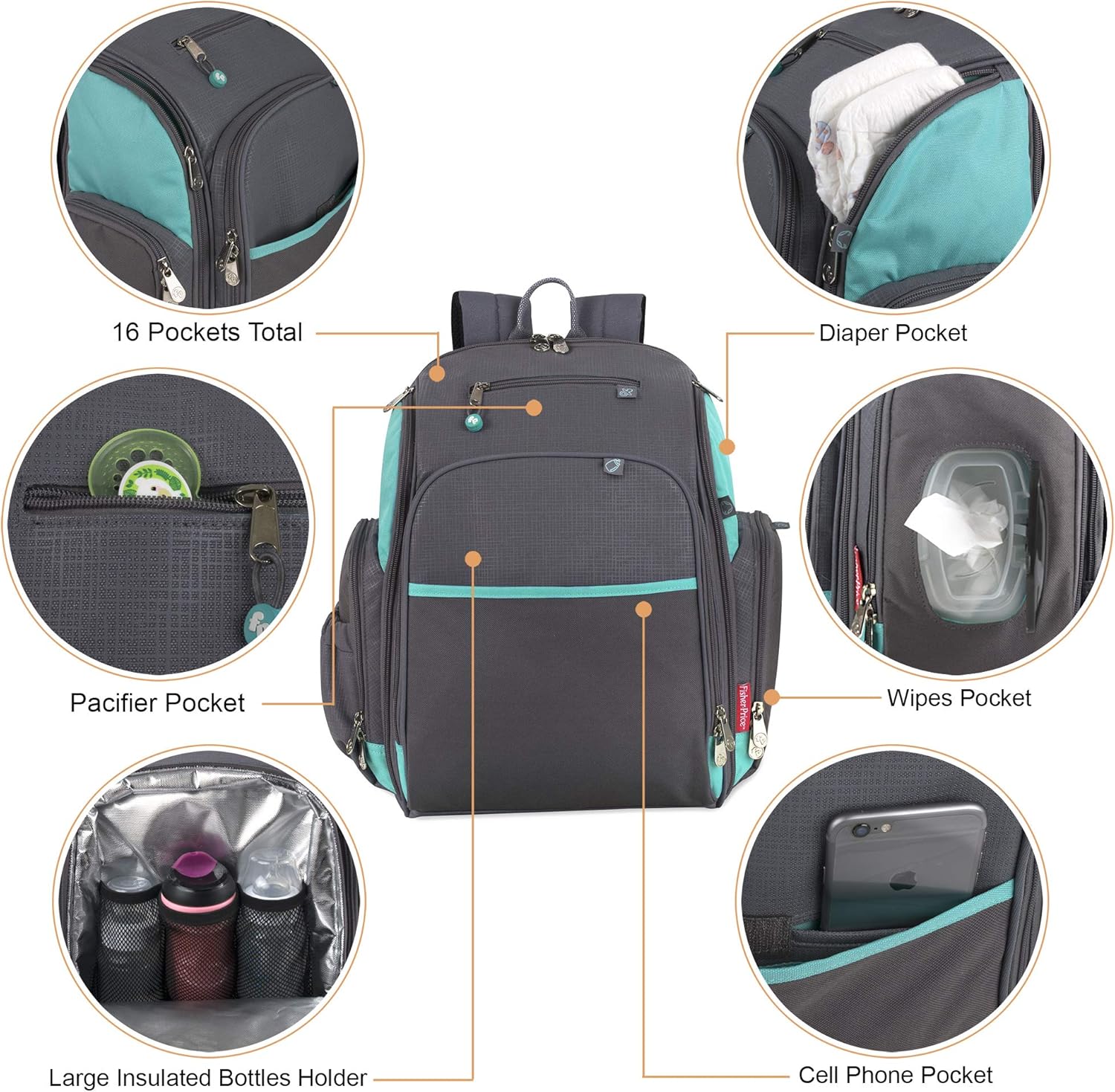 fisher price kaden super cooler backpack diaper bag