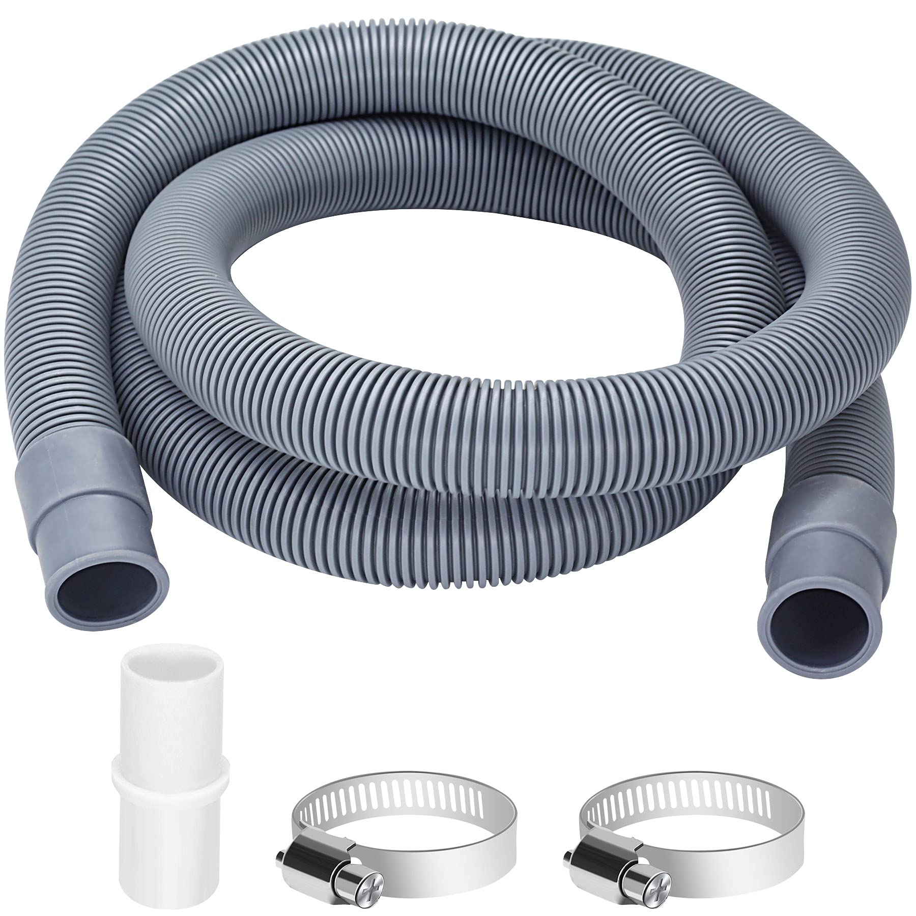 twoonto Drain Hose Extension for Washing Machines, 2M Universal Washing Machine Hose, Drain Hose Dishwasher Extension Set Including Hose Connector and Hose Clamps — image 1
