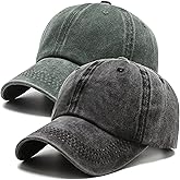 2 Pack Baseball Cap for Men Women, Washed Vintage Golf Dad Hat Adjustable Cotton Low Profile Caps