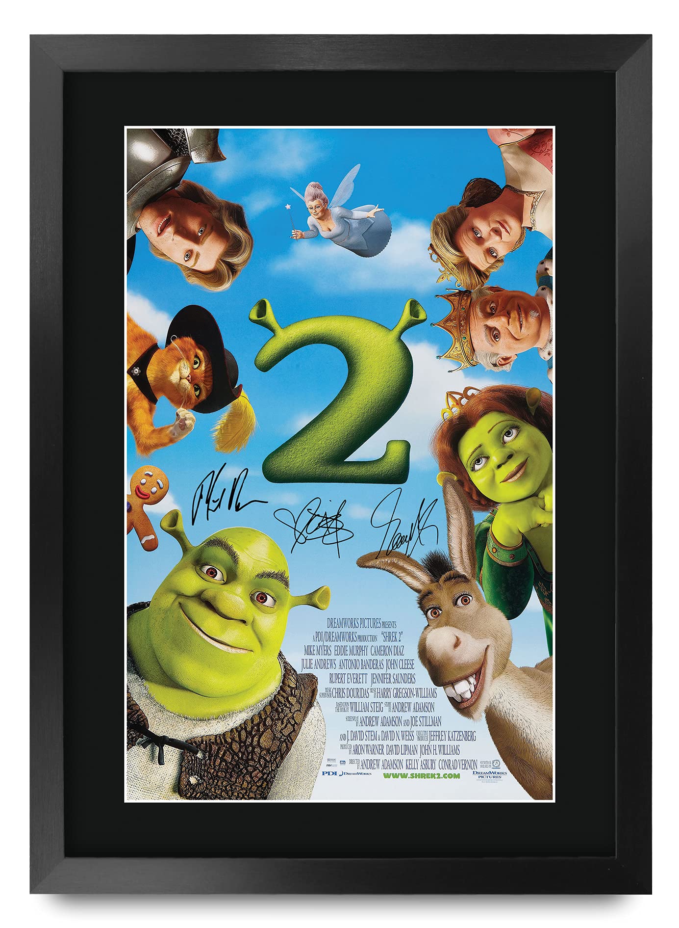 HWC Trading FR A3 Shrek 2 Gifts Printed Poster Signed Autograph Picture for Movie Memorabilia Fans - A3 Framed