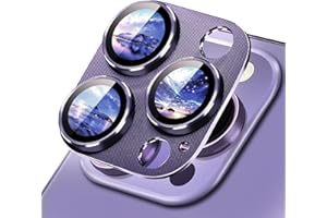 Canylile Compatible for iPhone 14 Pro/iPhone 14 Pro Max Camera Lens Protector, Metal Tempered Glass Rear Camera Screen Cover, Not Easy to Break, Strong Adsorption, Case-Friendly-Purple Titanium