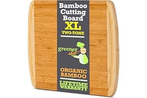 GREENER CHEF 18 Inch Extra Large Bamboo Cutting Board with Lifetime Replacements - Wood XL Cutting Boards for Kitchen - Organic Wooden Butcher Block and Chopping Board for Meat and Vegetables