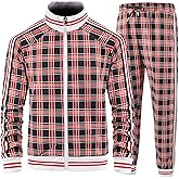 Aeeleire Track Suits for Men Set Plaid Tracksuit Mens Sweatsuits 2 Piece Sport Jogger Sweat Suits Clothes Jogging Outfits