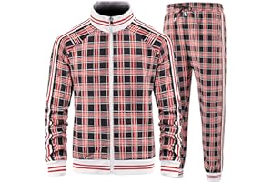 Aeeleire Track Suits for Men Set Plaid Tracksuit Mens Sweatsuits 2 Piece Sport Jogger Sweat Suits Clothes Jogging Outfits