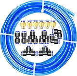 ERGAOBOY 12mm OD 8mm ID PU Air Hose 10M with Pneumatic Connector Kit Blue