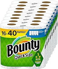 Bounty Quick-Size Paper Towels, White, 16 Family Rolls = 40 Regular Rolls (Packaging May Vary)