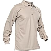 MAGCOMSEN Men's Polo Shirts 3 Button Quick Dry Performance Long Sleeve Tactical Shirts Pique Jersey Golf Shirt