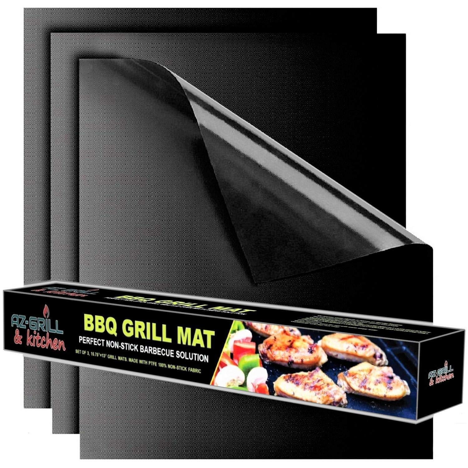 Set of 3 BBQ Mat Oven Liners Heavy Duty NonStick BBQ Grilling Mats 15