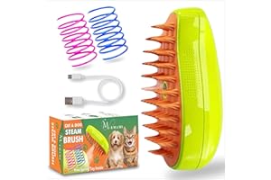 M. EMAMI Steam Brush for Cats 3-in-1 Self-Cleaning Grooming Steam Cat Brush for Cat and Dogs - Indoor Cat Spray Mist Grooming Comb for Long/Short Hair Cats & Dogs