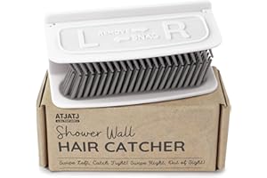 ATJATJ Large Shower Hair Catcher Wall, White Hair Drain Catcher with Silicone Bristle, Bathroom Tub Hair Catcher Drain Protector, Hair Collector for Shower, Shower Hair Trapper, Hair Grabber for Drain