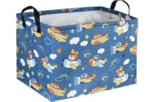DDBASKET Kids Easter Basket for Boys Rectangular Baby Gift Basket Cute Toy Storage Bin Box Organizer Book Shelf Basket Space Airplane Room Decor(Space Animal)