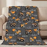 Jbofyee Monster Trucks Excavator Tractor Throw Blankets All Season Ultra Soft Warm Fleece Blanket for Home Bed Sofa Couch Chair Outdoor Travel Camping 40x30 Inch