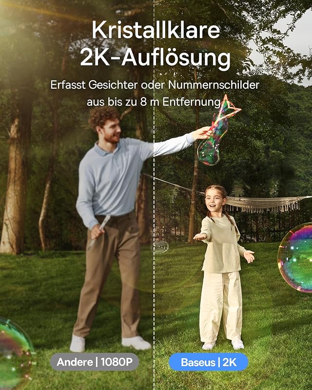 Security S1 Lite Solocam Überwachungskamera Aussen Solar Akku WLAN, IP67 Wetterfest, Kamera Überwachung Kabellos Außen 2K 135°, Farbnachtvision, Keine Gebühren, Kompatibel mit Alexa & Google