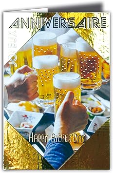 Amazon Com Happy Birthday Card 69 4067 Beer Day Gold Shiny Office Products
