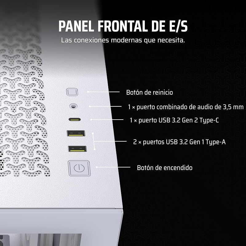 Caixa de PC ATX de meia-torre 3500X - Vidro Panorâmico Temperado - Ligação Reversa Compatível com Motherboard - Sem ventoinhas incluídas - Branco