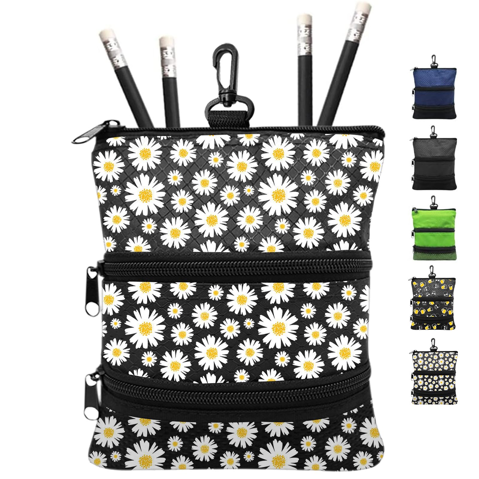 FINGER TEN Golf Pouch Bag Ball Holder Valuable for Men Women,Golf Storage Zipper Handbag Pocket with Gear Clip Hook to Attach Bag Lightweight Portable Accessories Color Green Grey Blue (Yellow)