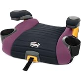 Chicco GoFit Plus Backless Booster Seat, with Quick-Release Latch | ErgoBoost Ultra-Comfort Foam Padding, Built-in Carry Handle, 2 Foldable Cup Holders, Machine Washable, Padded Armrests, Pink