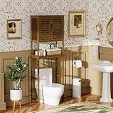 SMIBUY Bamboo Over-The-Toilet Storage Shelf Cabinet Walnut 3-Tier view 8