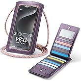 Casecond Small Crossbody Bag Cell Phone Purse for Women Men Leather Mini Shoulder Bag Wallet Case with Card Holder Slot Pouch Neck Strap Lanyard for All Smartphones iPhone 15 Samsung up to 7.5" Puple