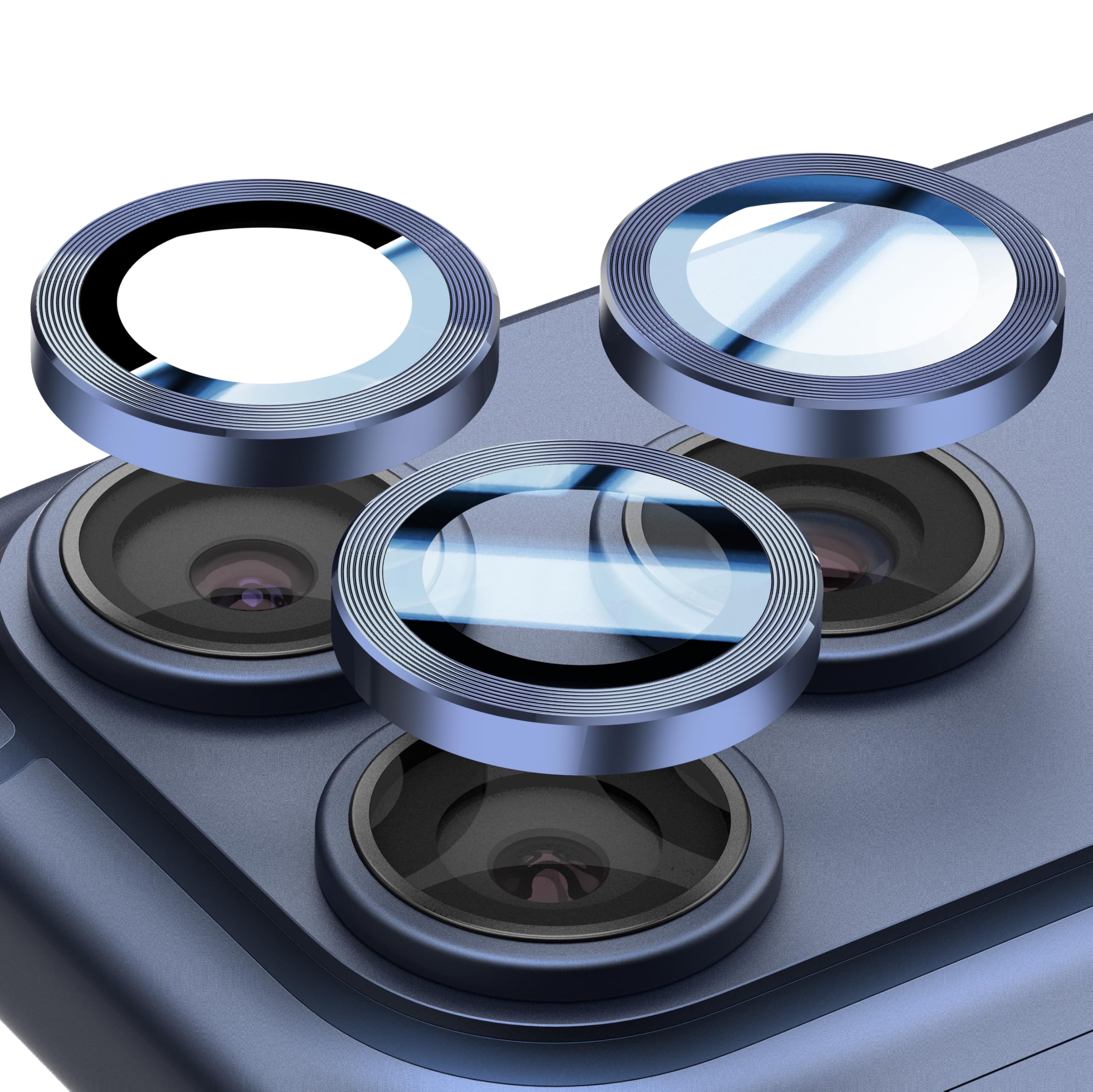 Photo 1 of 2 Pack Camera Lens Protector for iPhone 17 Pro/17 Pro Max Aluminum Alloy Camera Cover,Stick Firmly,Case Friendly,AR Anti Reflective,Lossless Pixels for Tempered Glass Lens Protector,Blue