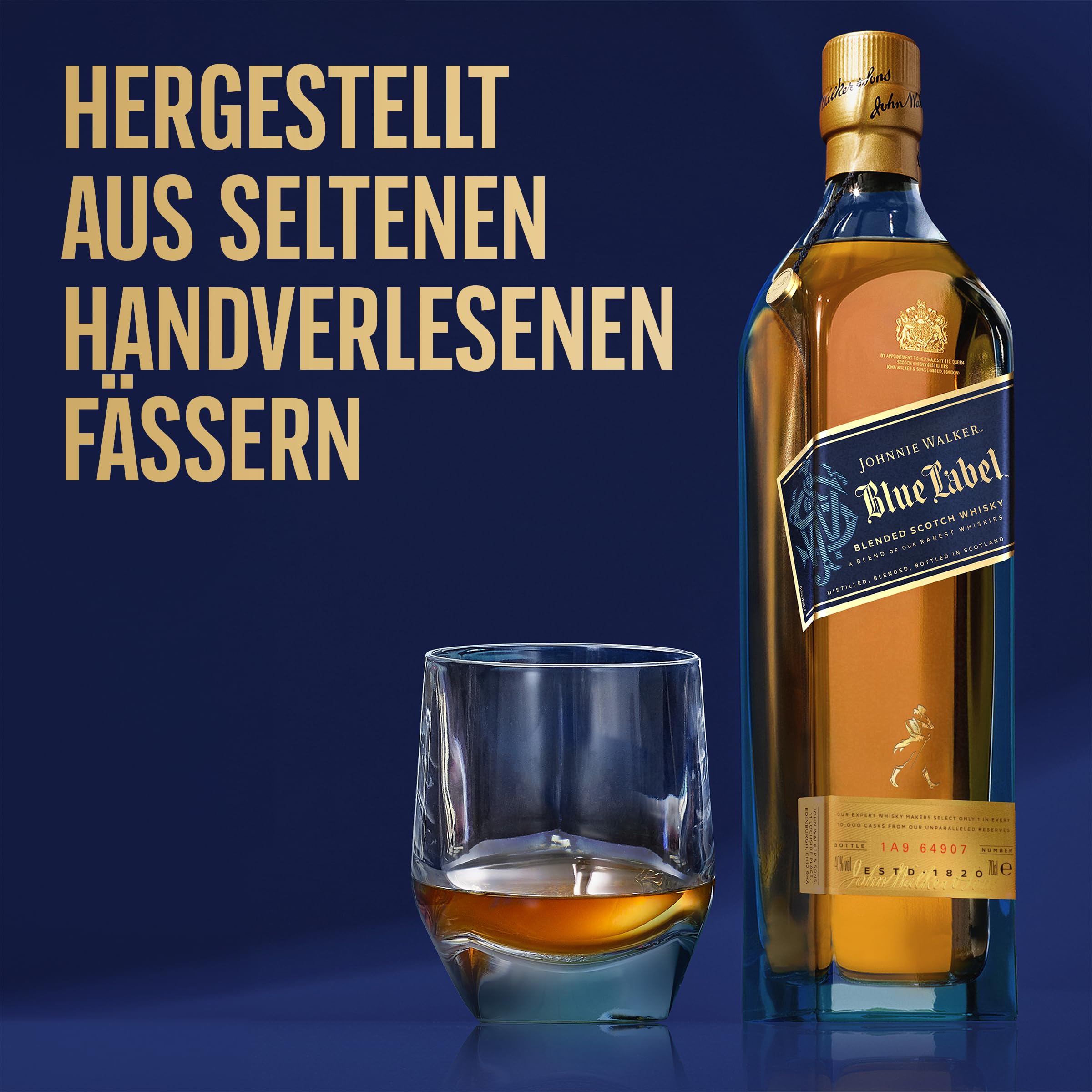 Johnnie Walker Blue Label, Blended Scotch Whisky, aromatisch, blended in den 4 prominentesten, schottischen Whisky-Regionen, 40% vol, 700ml Einzelflasche 3