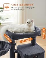 Feandrea Cat Tree Tower Smoky Grey PCT51GV1 Widened Perch 2-in-1 Ramp view 4