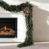 9FT Real Touch Christmas Cedar Garland, Thick & Lush Artificial Greenery Pine Garland with Faux Cedar Needles for Mantel, Fireplace & Indoor Outdoor Xmas Decor