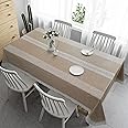 JUCFHY Vinyl Tablecloth with Flannel Backing,Plastic Waterproof Rectangle Tablecloths,Flannel Backed Table Cloth for Camping Dining Indoor & Outdoor,Durable Table Cover(Brown Stripes,52 x 72 Inch)