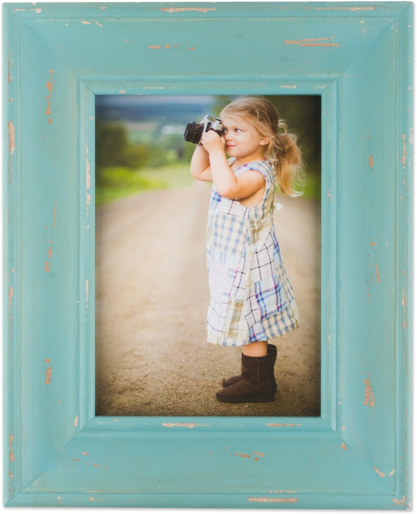 DII Z01761 , Rustic Farmhouse, Distressed Wooden Picture Frame, 4x6, Blue
