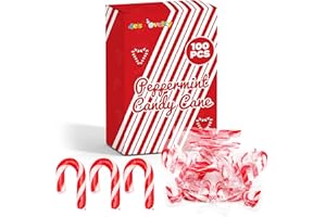 4E's Novelty 100 Pack Mini Candy Canes Bulk - Individually Wrapped, 2-Inch Mini Candy Canes, Classic Peppermint Flavor, for Christmas Treats and Christmas Bulk Stocking Stuffers, Perfect for Kids & Adults