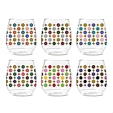 TOSSWARE POP 14oz Vino Designer Series - Shapes 3, SET OF 6, Premium Quality, Recyclable, Unbreakable & Crystal Clear Plastic Printed Glasses