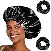 MIS-SILK Bonnet Sleeping for Women Satin Hair Bonnet, Anti Frizz Silk Sleep Cap Women-Hair Accessories Medium